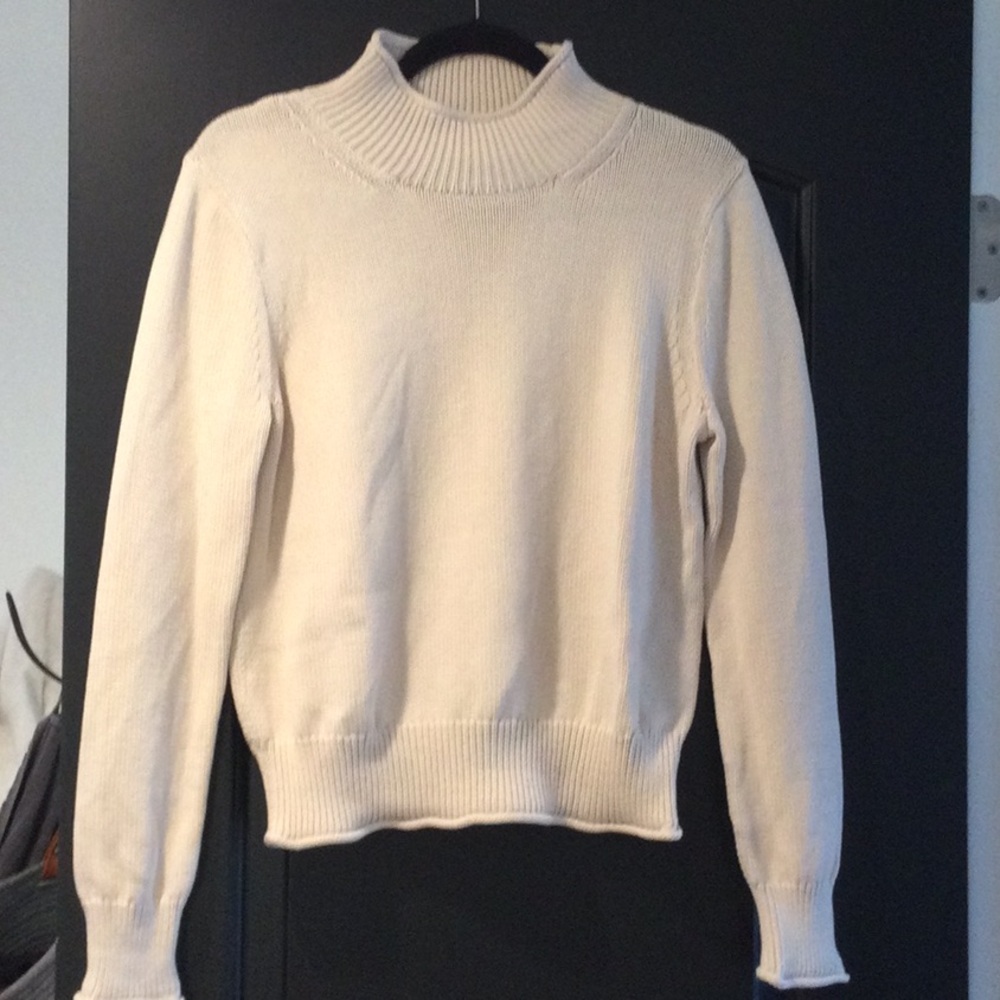 J. Crew White Cowl Neck Turtleneck Sweater